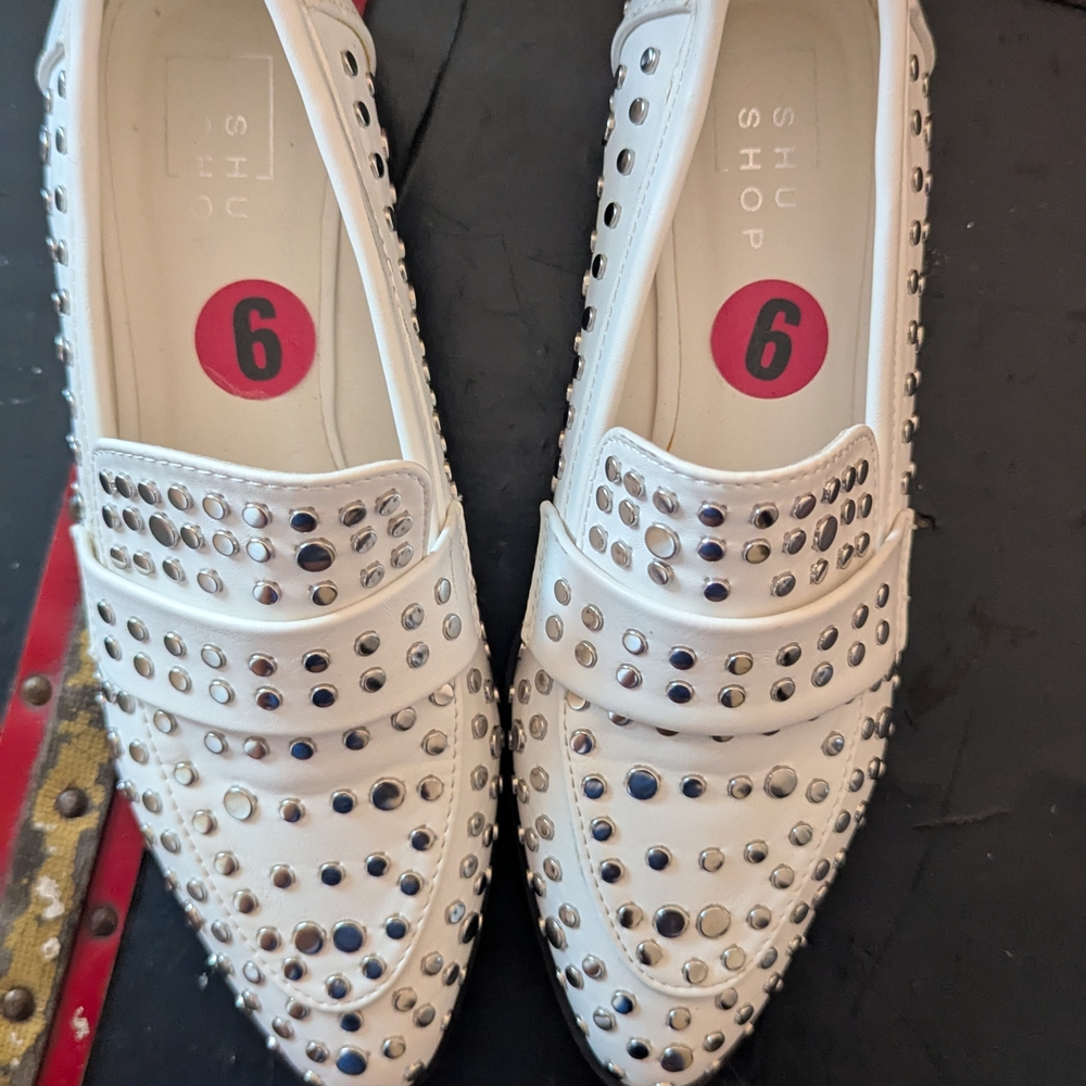 ShuShop White Perforated Flats